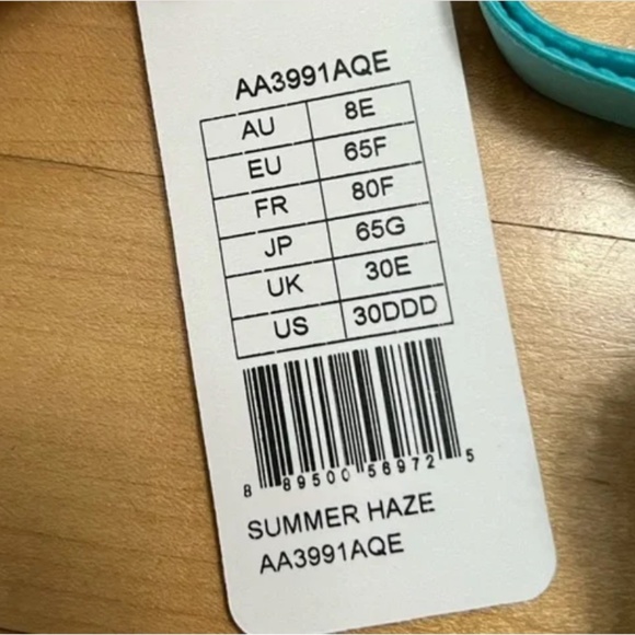 Freya Summer Haze Bra Size 30DDD NWT Semi Sheer with Lace Blue and White - Picture 8 of 8